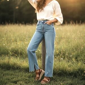 NWT Sanctuary Denim Jeans Womens 27 Wide Leg The Flashback High Rise Ankle Slit